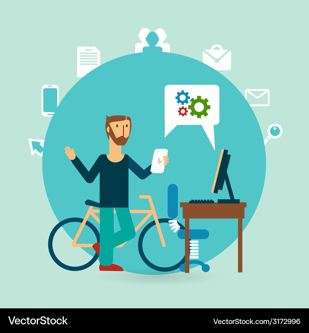 Man Contemplating Work Tasks Vector Image