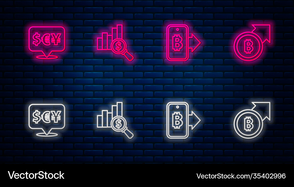 Set line pie chart and dollar mining bitcoin from Set line pie chart and dollar mining bitcoin from vector image