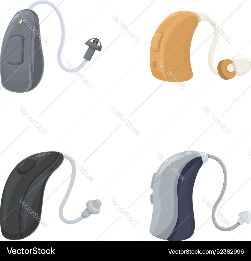 Set of modern hearing aids on white background Set of modern hearing aids on white background Vector Image