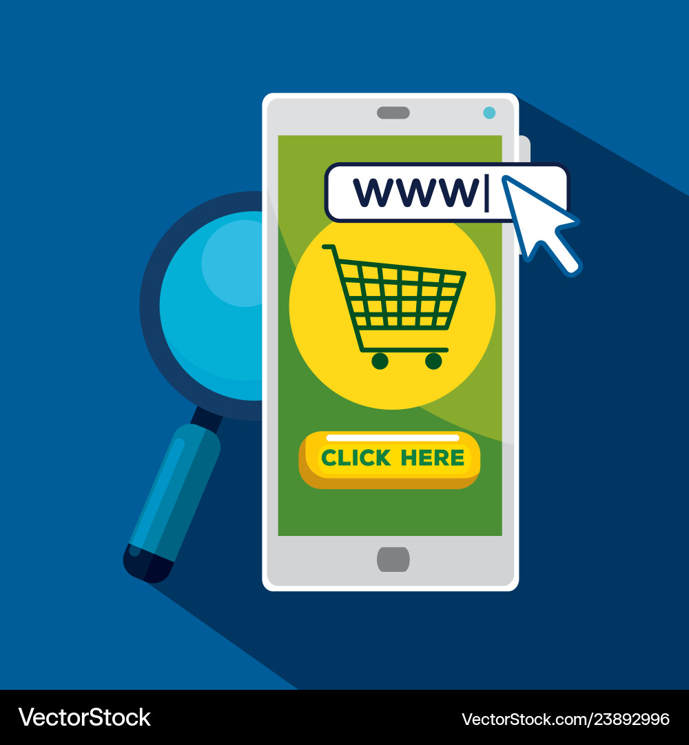 Smartphone with arrow pointer cursor and search Smartphone with arrow pointer cursor and search vector image