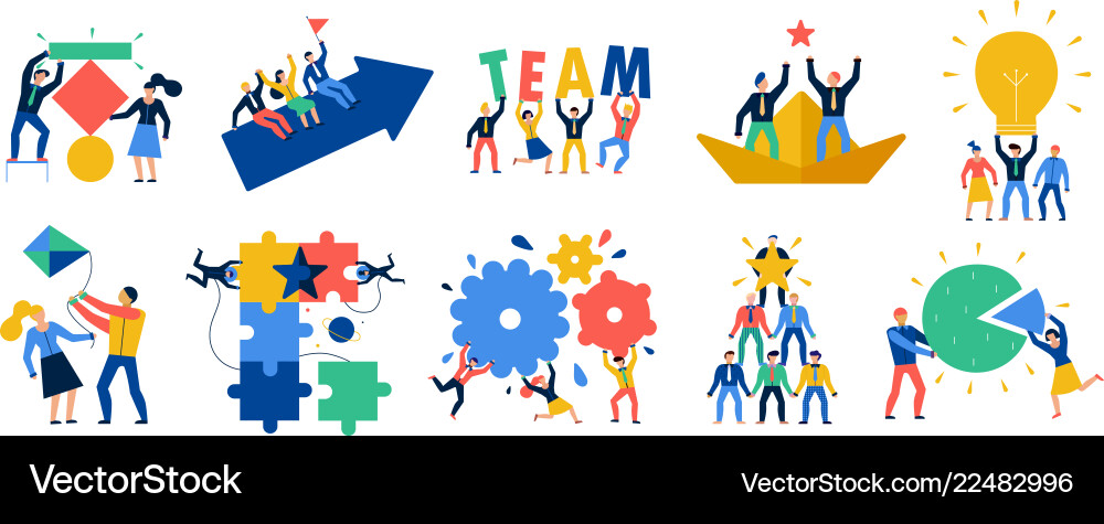 Teamwork icons set Royalty Free Vector Image - VectorStock