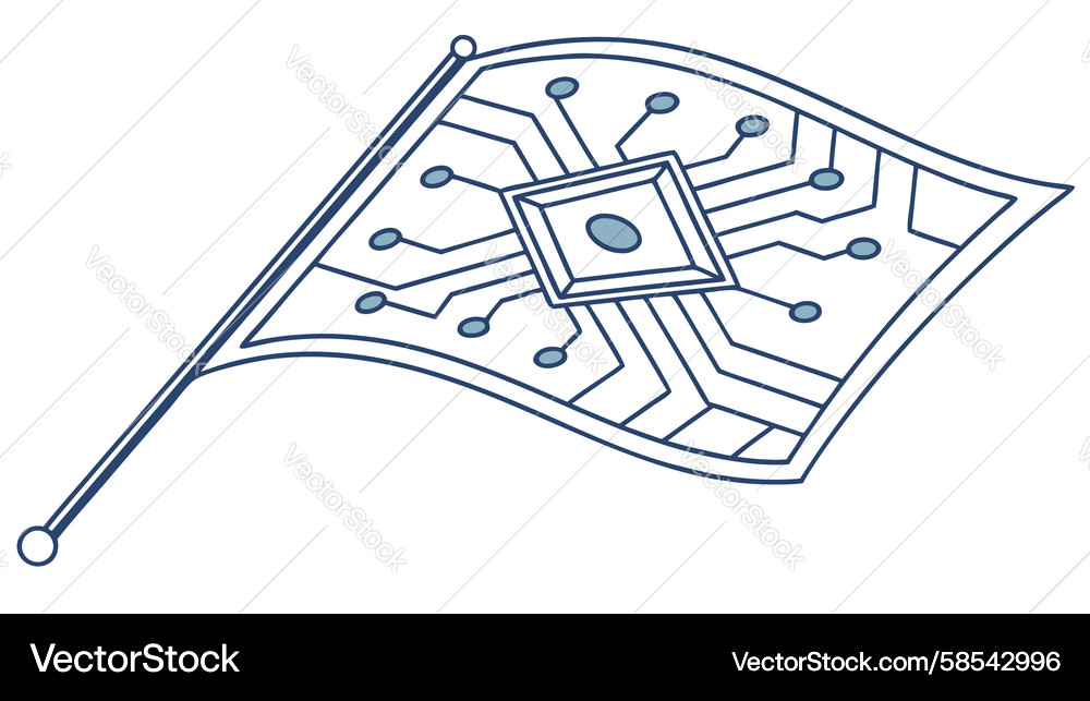 Tech Flag with Circuit Pattern Vector Image