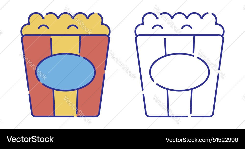 Thin line stroked color icon packet of popcorn vector image