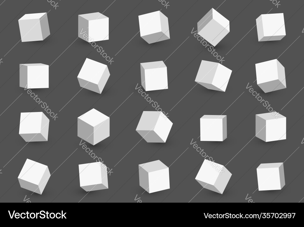 3d cubes in different perspective angles Vector Image