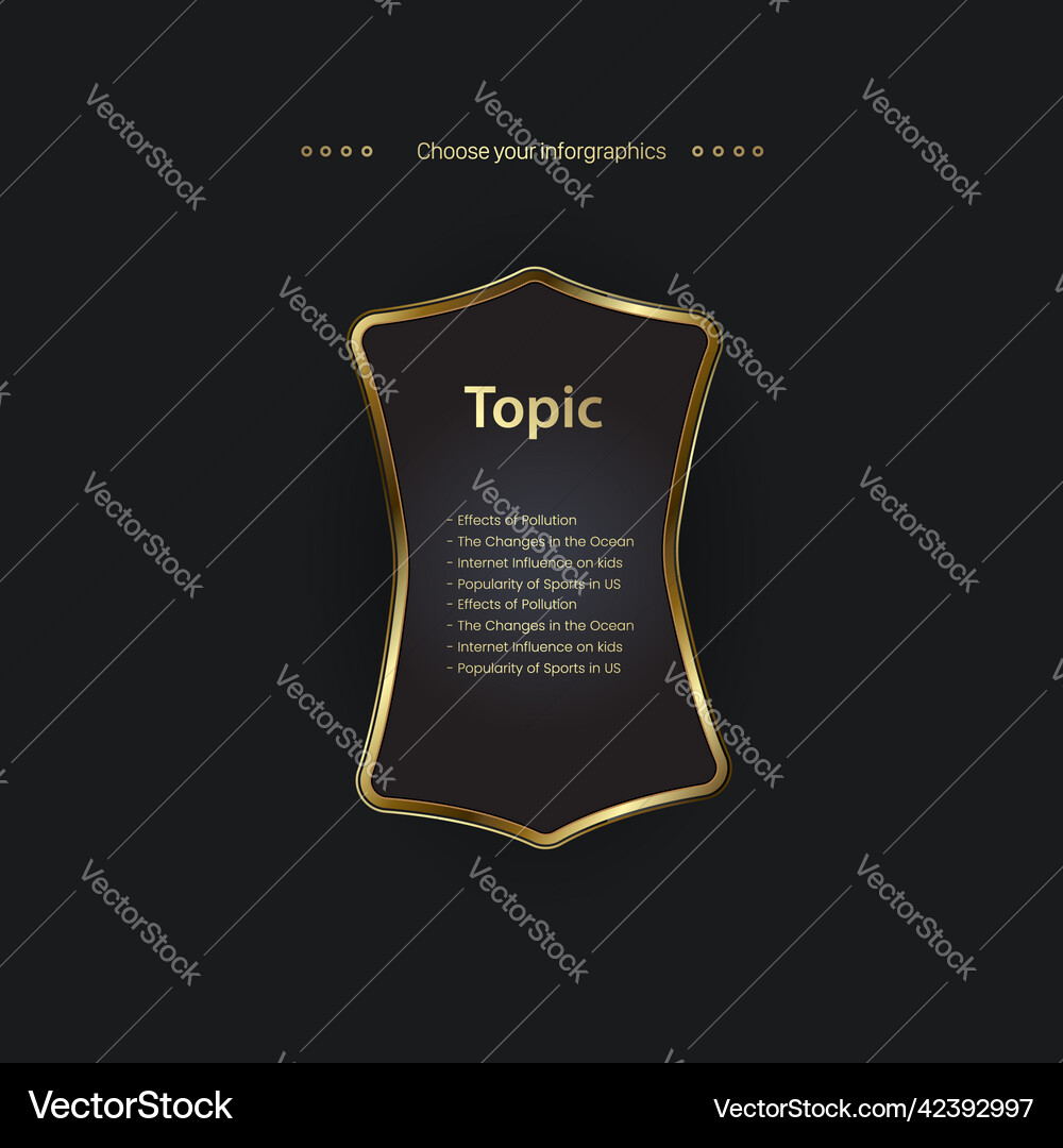 A gold buttons shape element template on black A gold buttons shape element template on black vector image