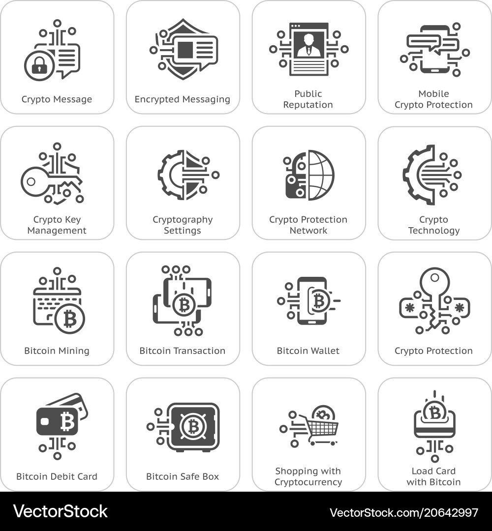 Bitcoin and blockchain crypto protection Bitcoin and blockchain crypto protection vector image