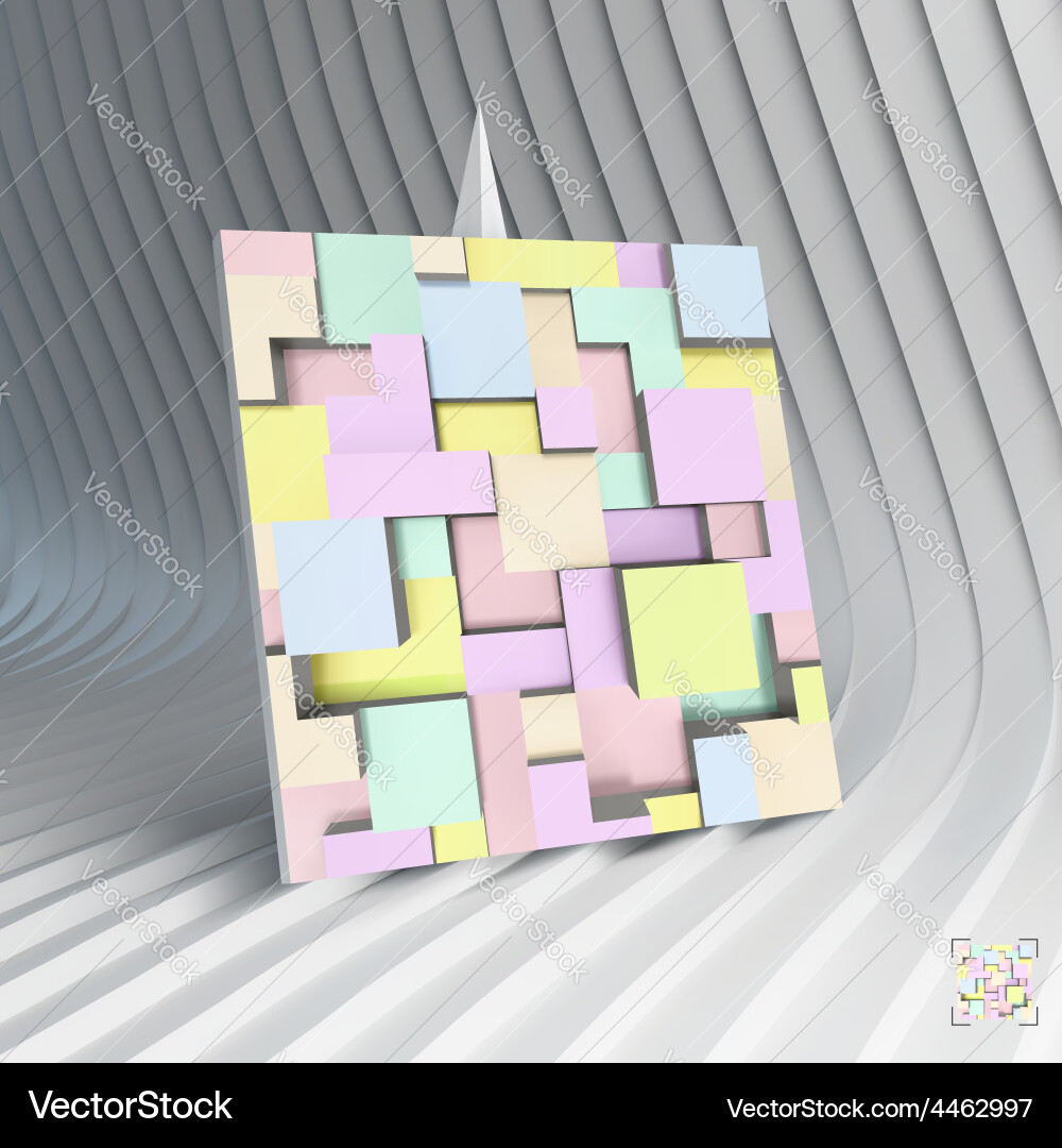 Business card 3d blocks structure background Vector Image