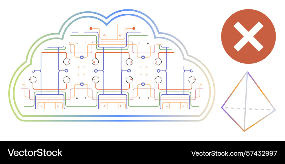 Cloud computing network with circuit connections Cloud computing network with circuit connections vector image