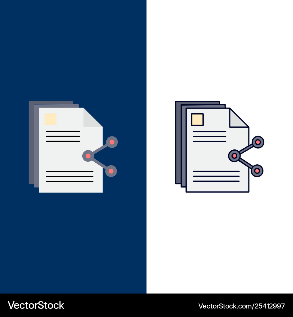 Content files sharing share document flat color Content files sharing share document flat color vector image