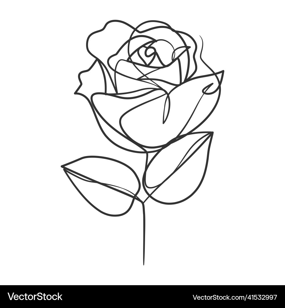 Continuous line drawing of simple flower Vector Image