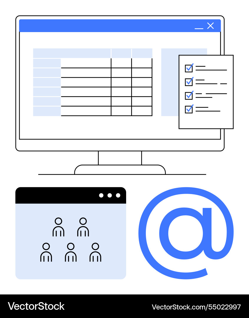 Digital workflow with task checklist team Digital workflow with task checklist team Vector Image