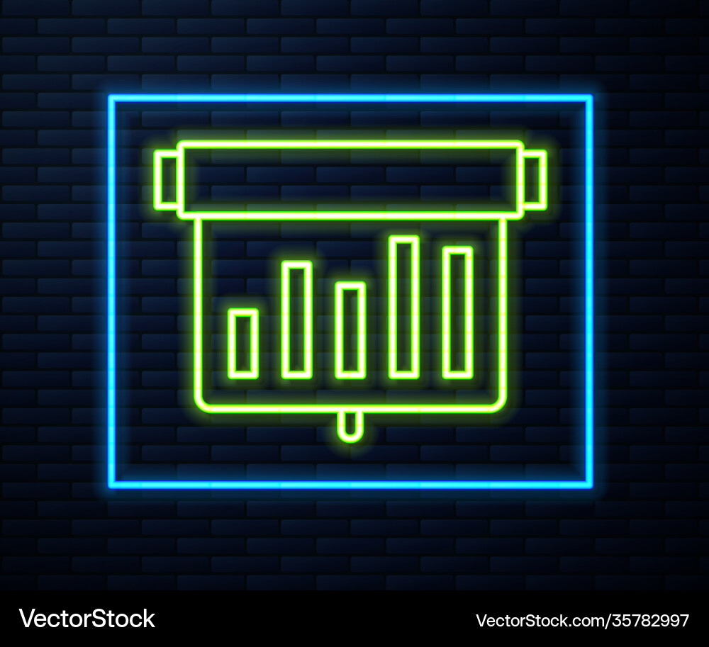 Glowing neon line board with graph chart icon Glowing neon line board with graph chart icon vector image