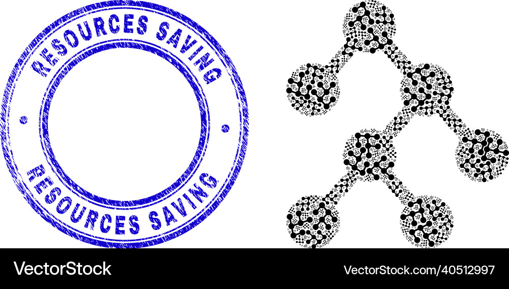 Grunge resources saving badge and binary tree Grunge resources saving badge and binary tree Vector Image