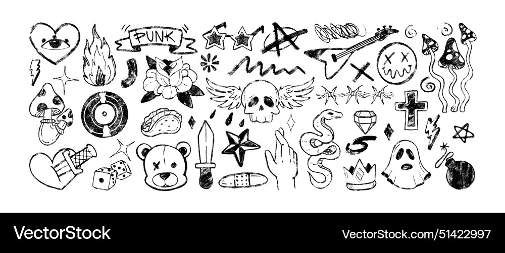Hand drawn doodle crayon rock n roll music icons Hand drawn doodle crayon rock n roll music icons vector image