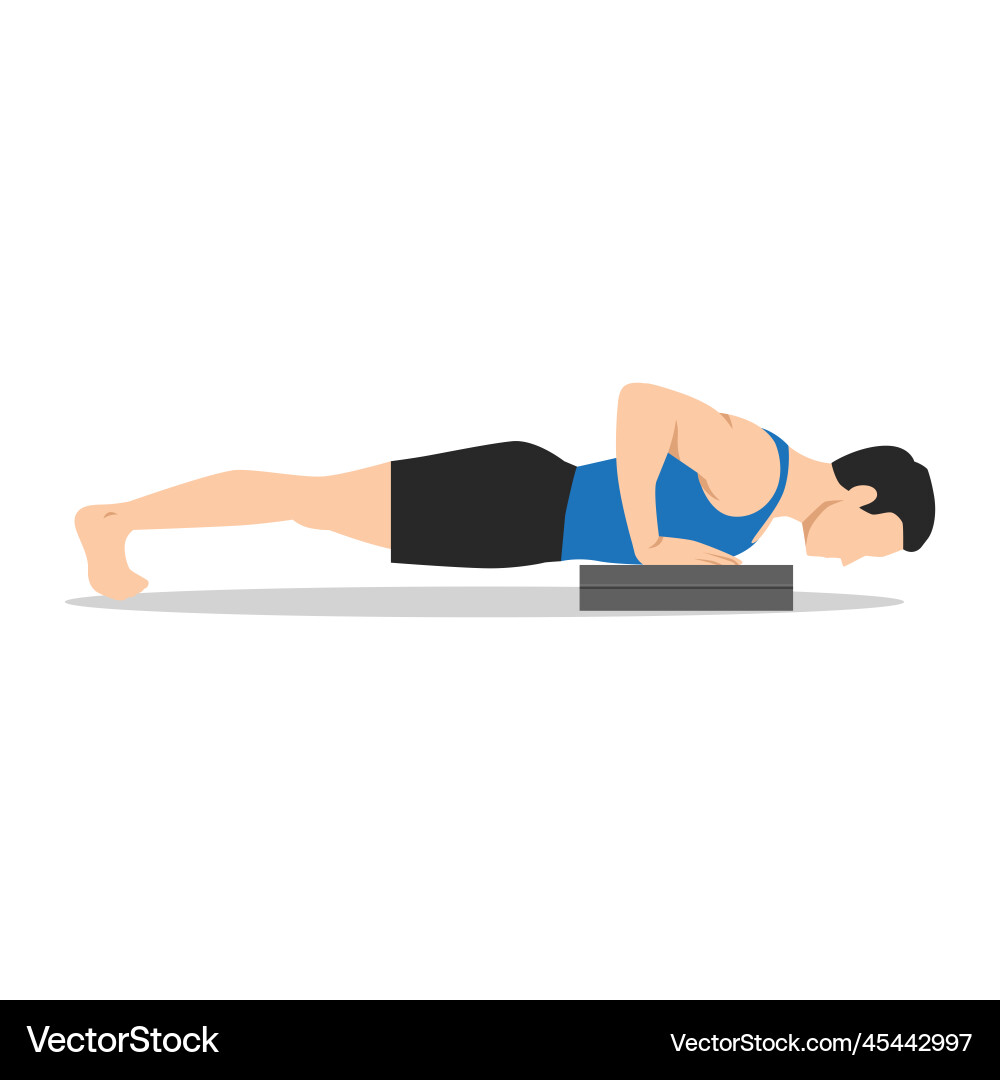 Man doing the deficit push up flat Man doing the deficit push up flat vector image