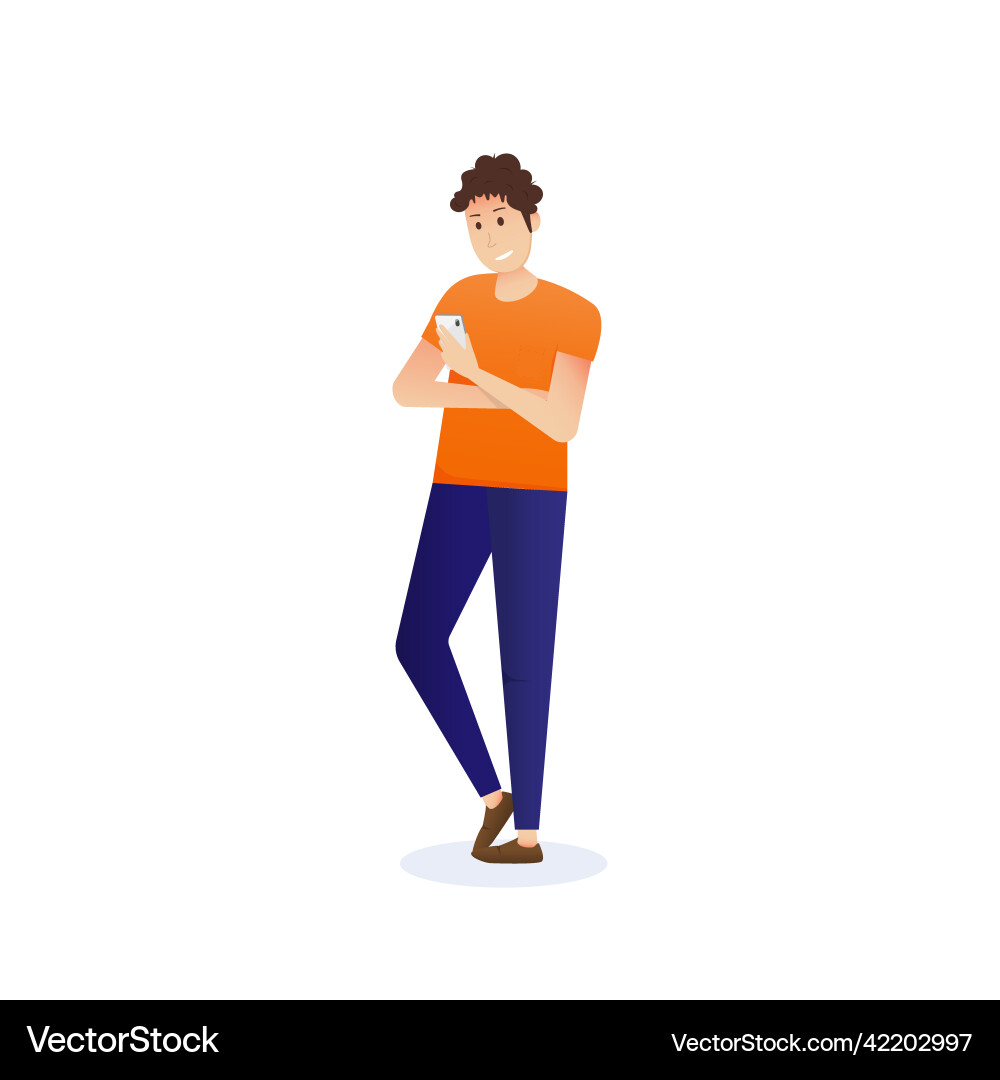 Man holding smartphone and chatting messages Man holding smartphone and chatting messages vector image