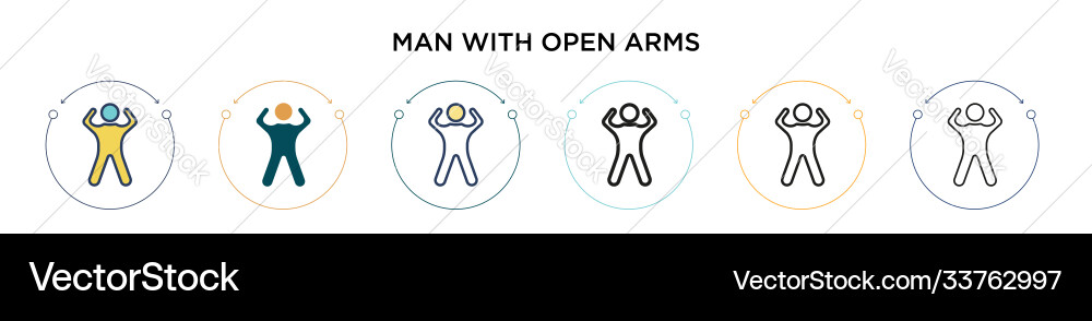 Man with open arms icon in filled thin line vector image
