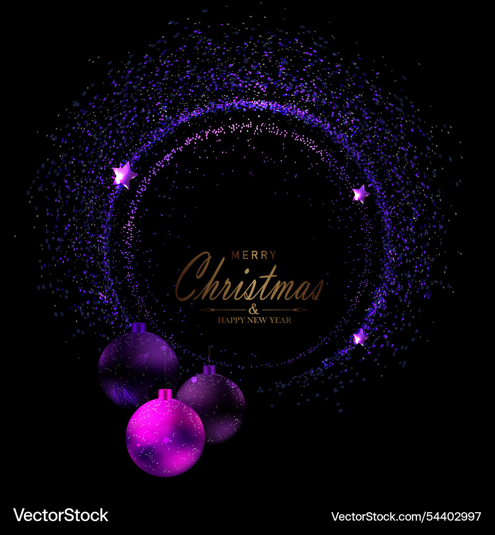 Merry christmas isolated round purple frame Vector Image