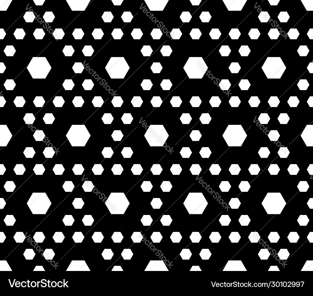Monochrome seamless pattern texture with hexagons Monochrome seamless pattern texture with hexagons Vector Image