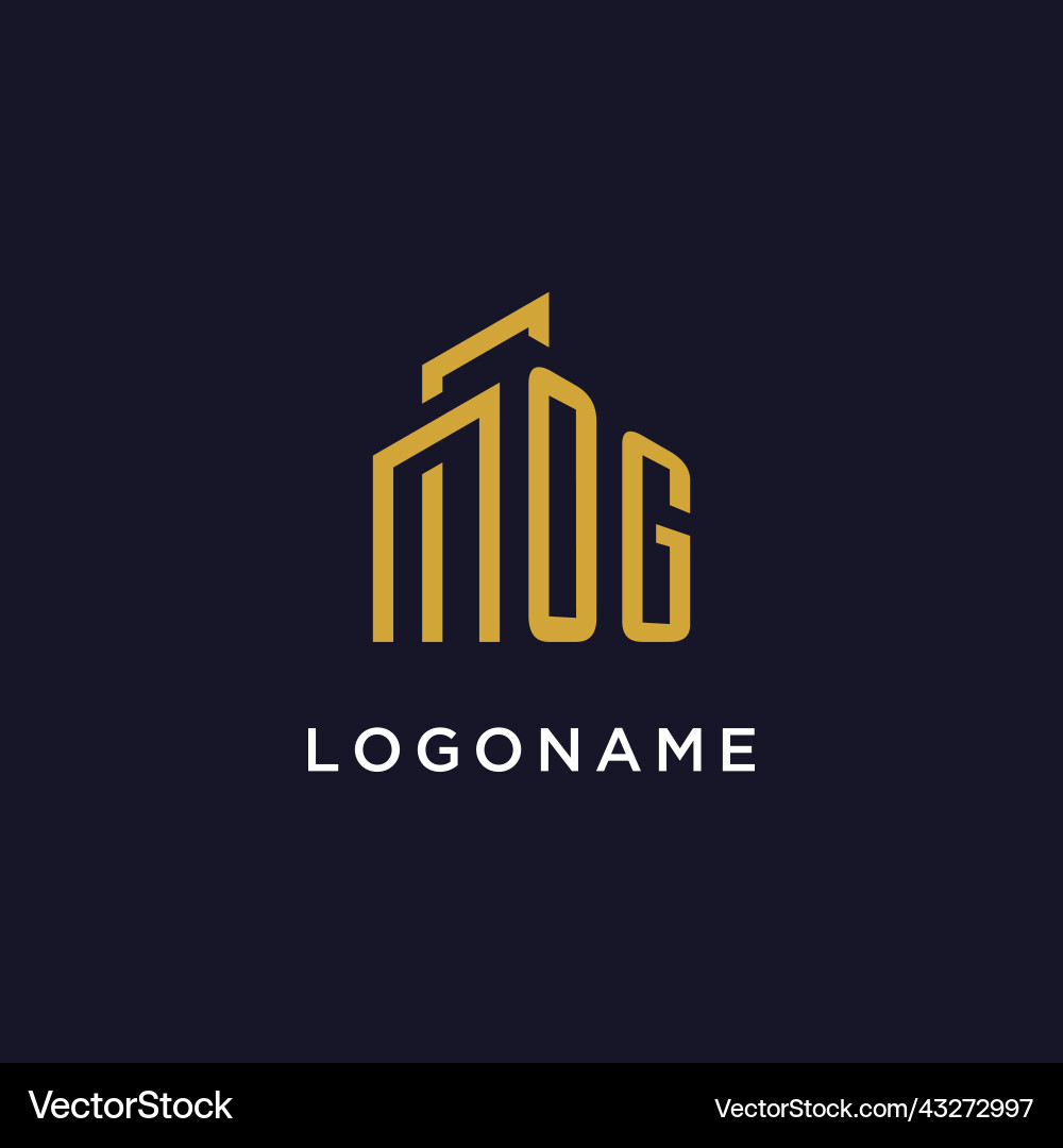 Og initial monogram with building logo design vector image