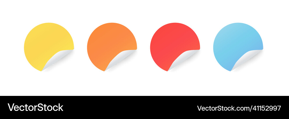 Paper round sticker with peeling corner and shadow Vector Image