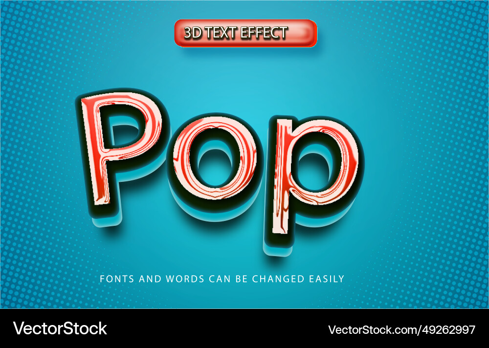 Pop funk 3d editable text effect style vector image