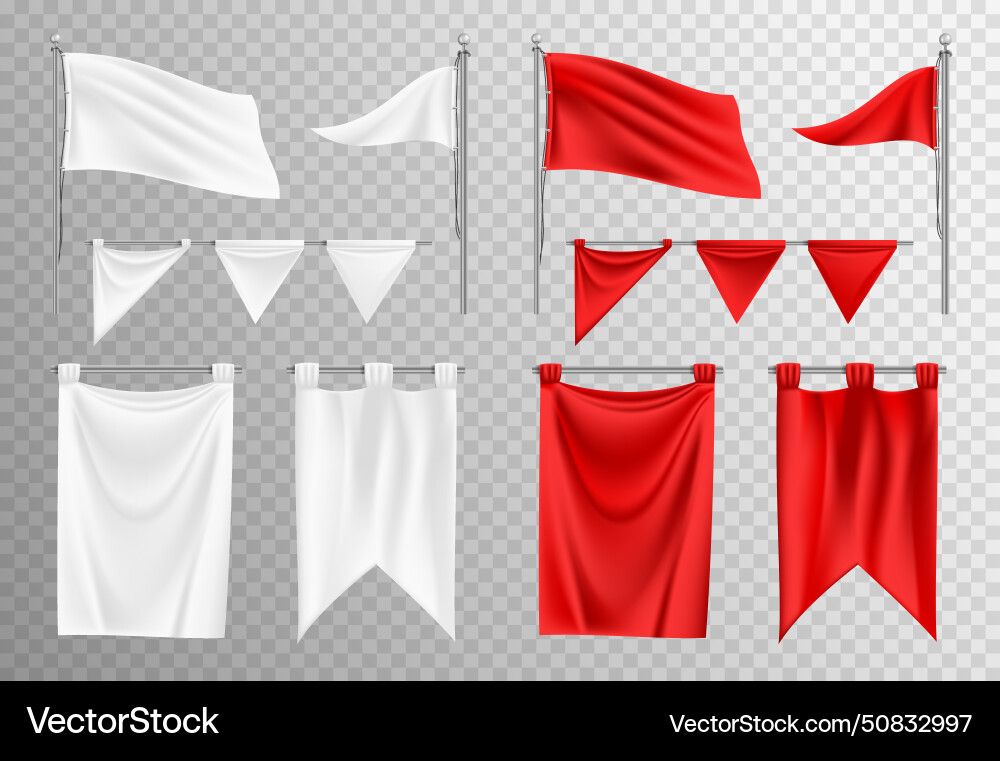 Realistic flag mockup set Royalty Free Vector Image