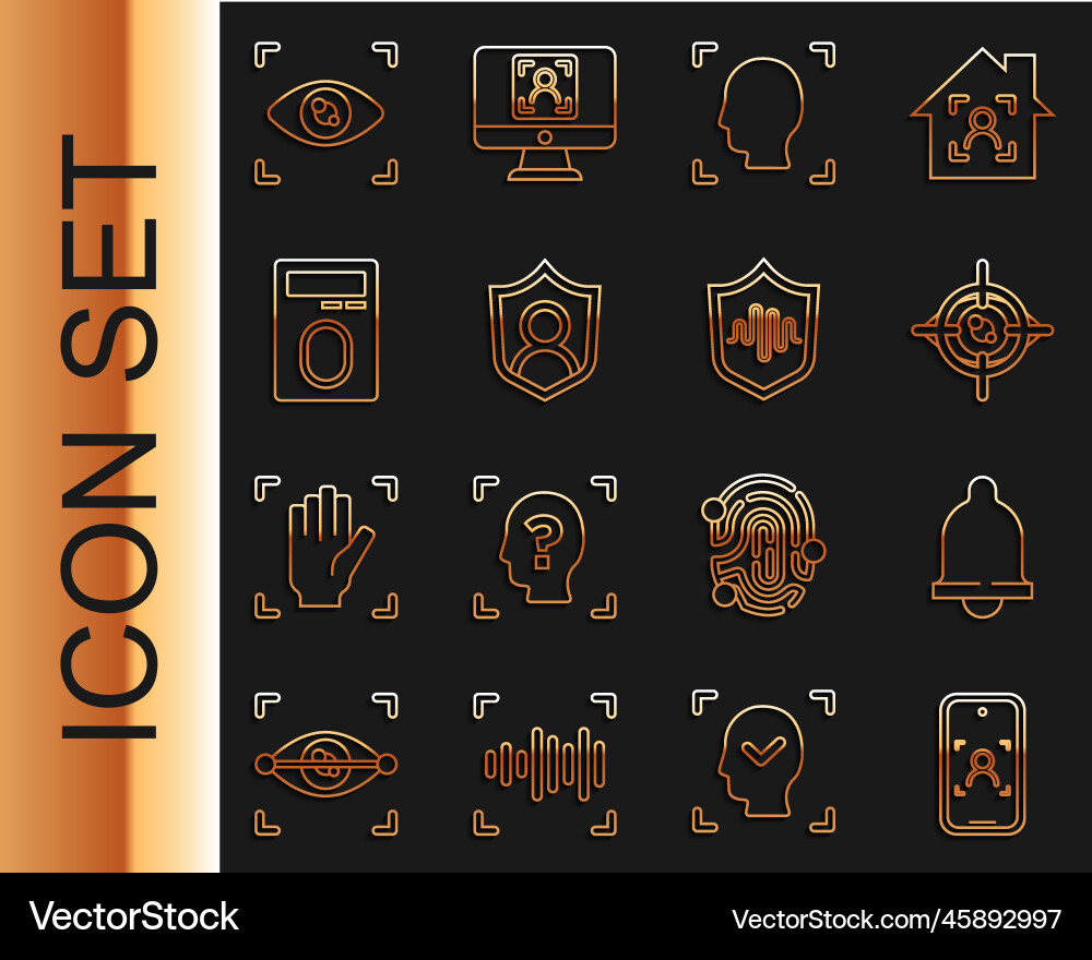 Set line mobile and face recognition motion Set line mobile and face recognition motion vector image