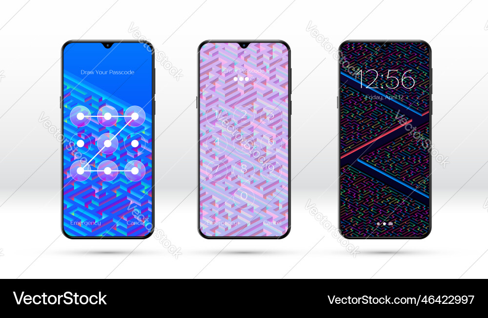 Smartphone lock screen background with abstract Vector Image