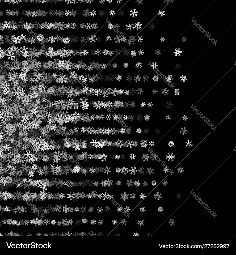 Snowfall with random snowflakes in dark Vector Image