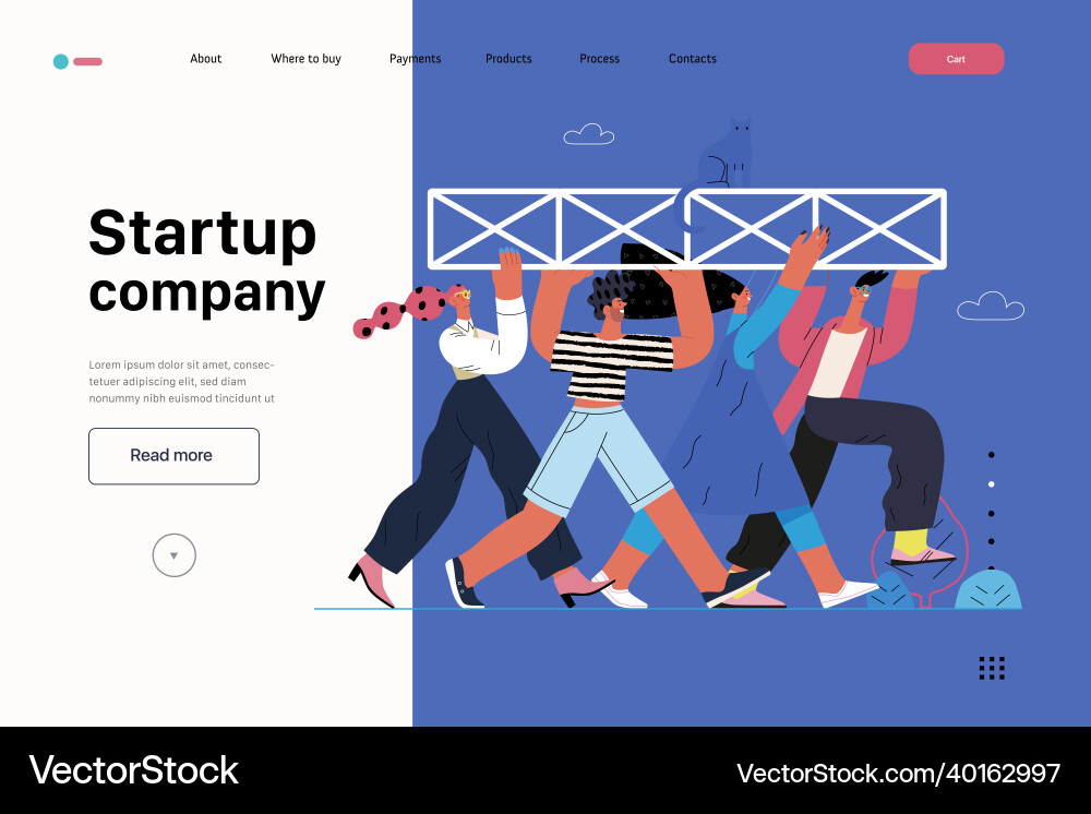 Startup website landing template Startup website landing template Vector Image