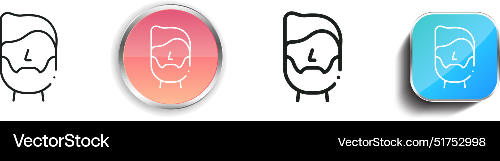 Beard icon thin linear regular and button style vector image