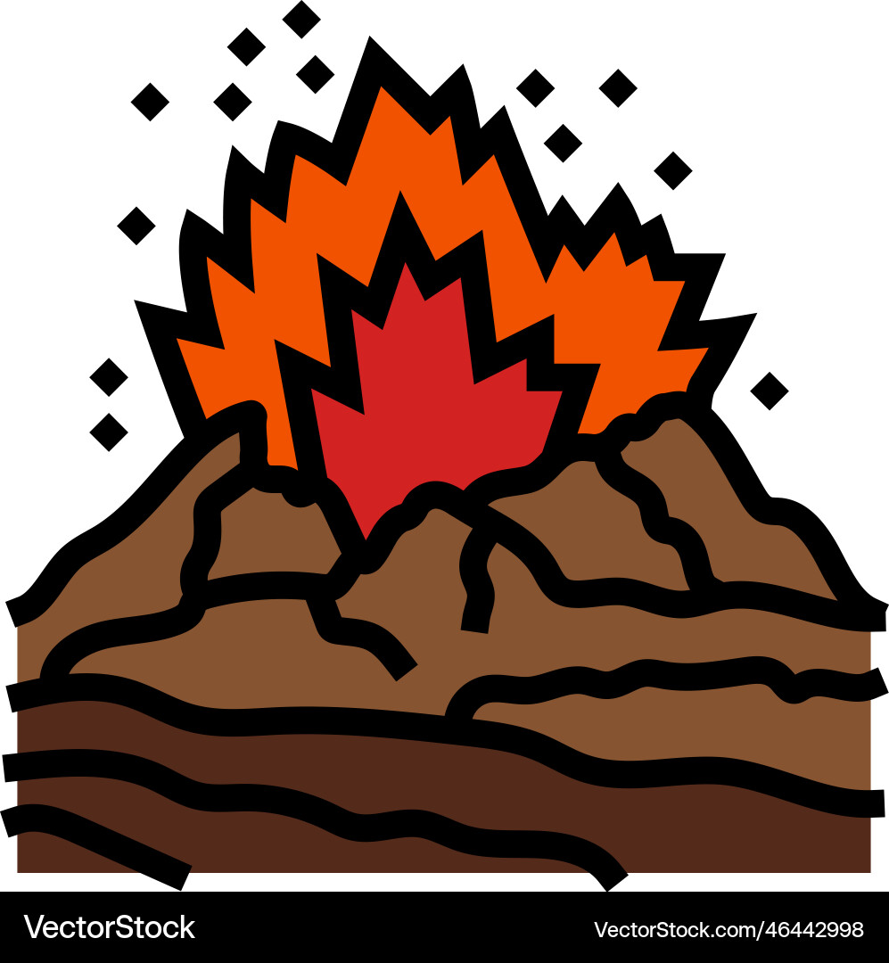 Dangerous exploding volcano color icon Vector Image