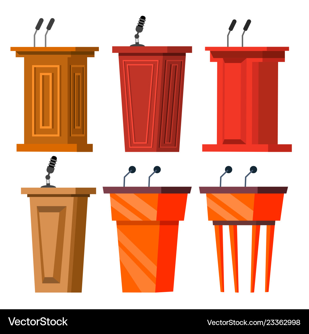 Empty Podium with Microphone Vector Image