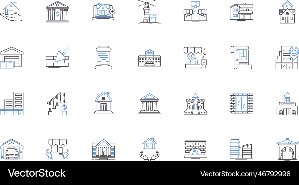 Estate agency line icons collection property Estate agency line icons collection property vector image