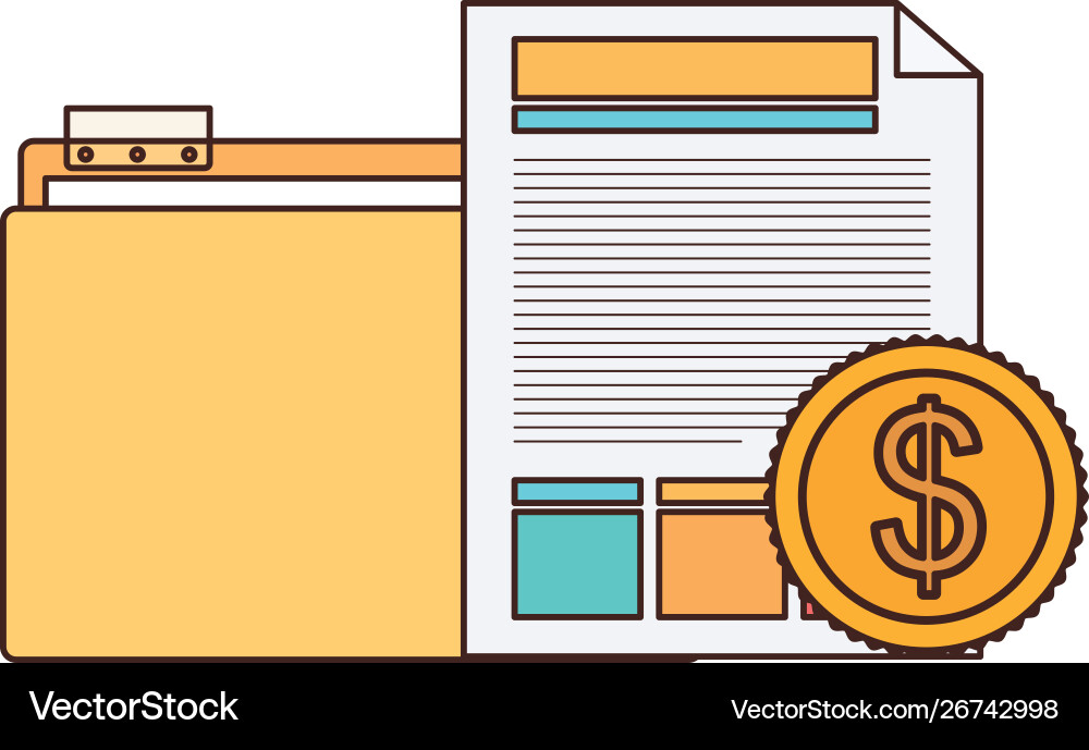 Folder with office objects on white background Vector Image