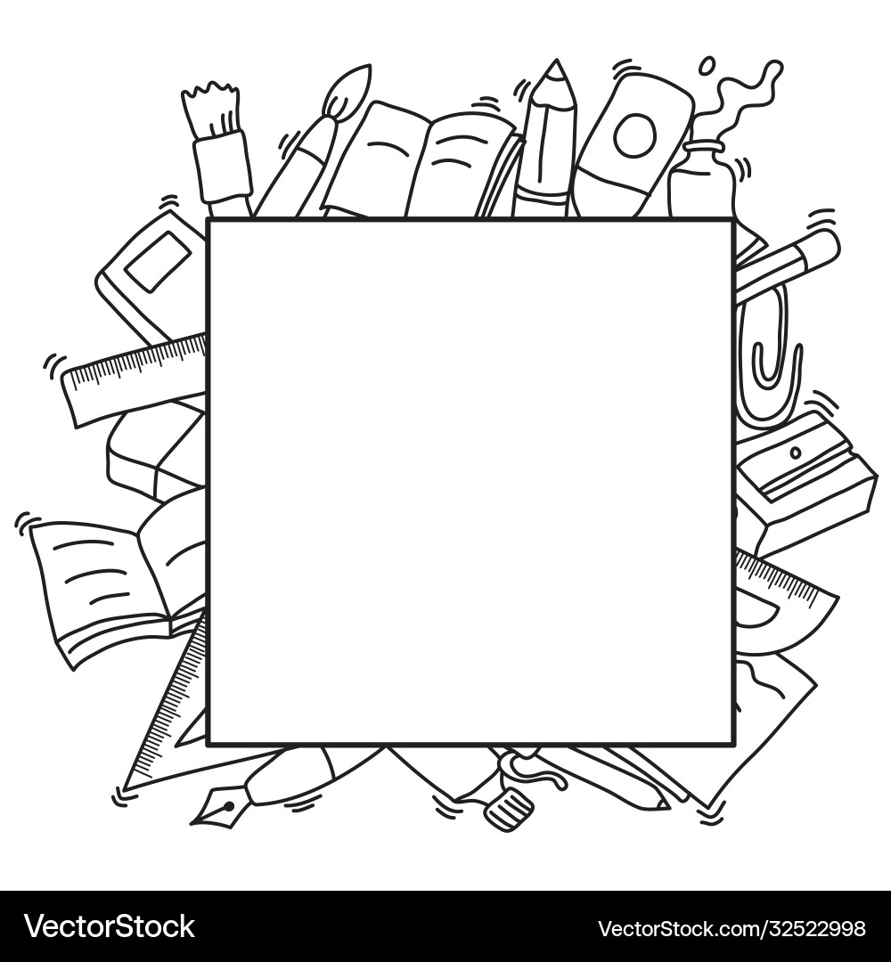 Hand Drawn Stationery Frame Vector Image