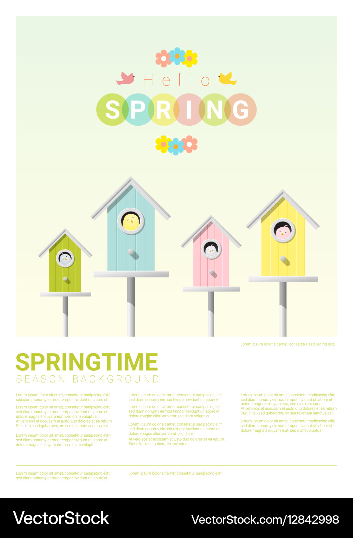 Hello spring background with little birds vector image