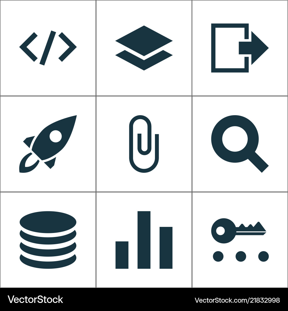 Interface icons set with log out search attach Interface icons set with log out search attach vector image