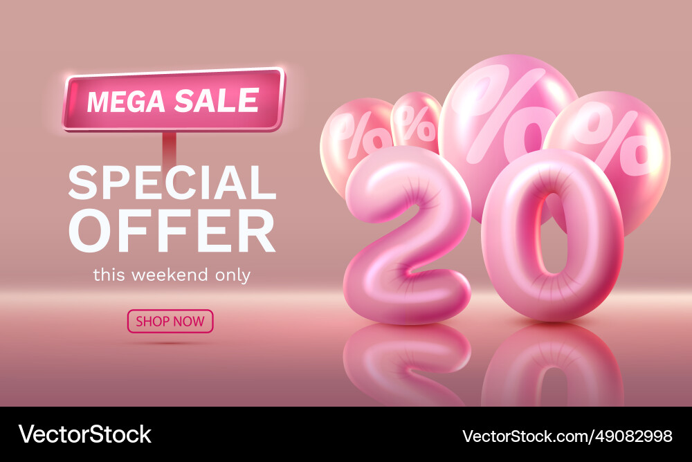 Mega sale special offer 20 off banner sign Mega sale special offer 20 off banner sign vector image