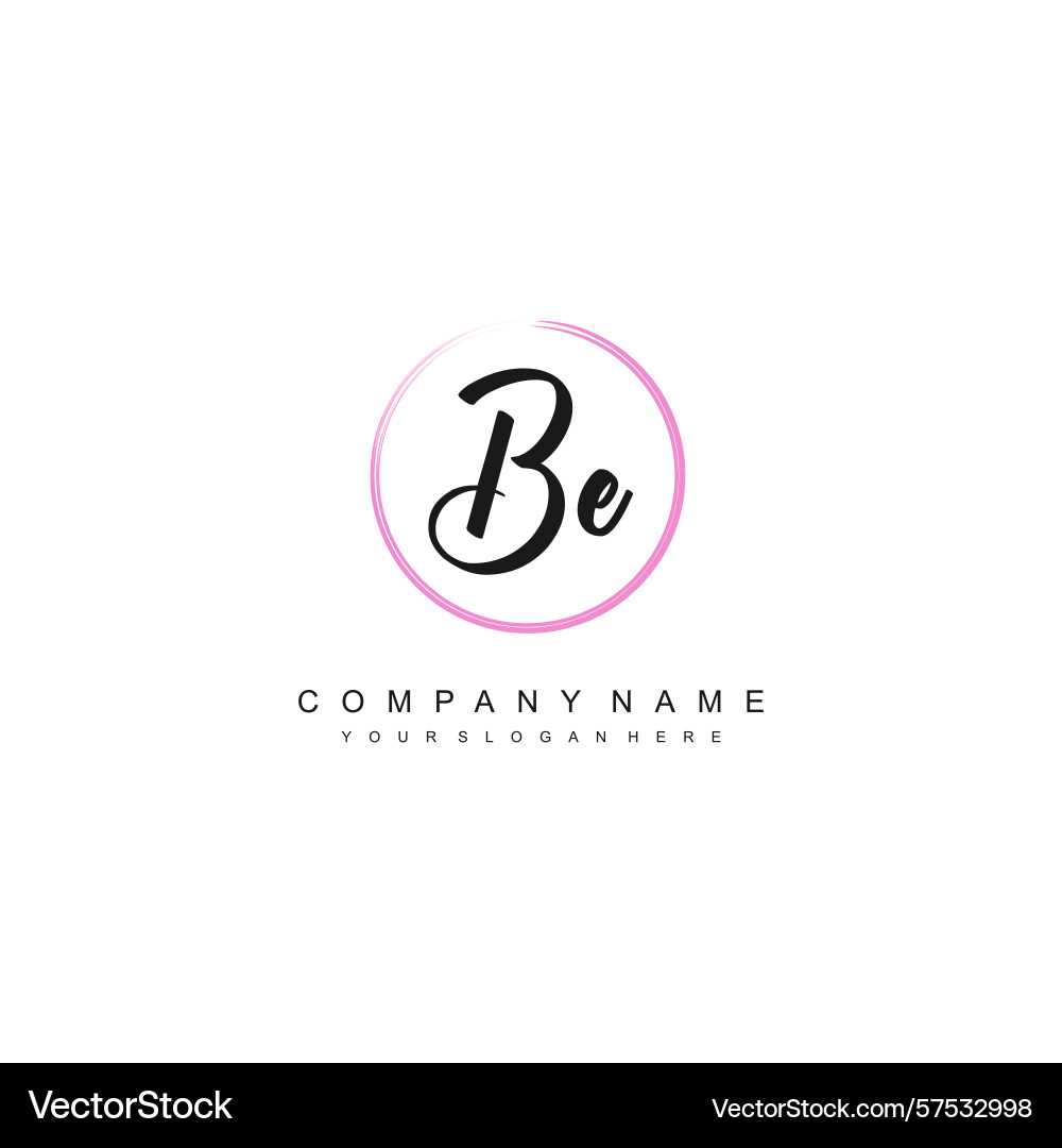 Minimal signature logo design with be initials Vector Image