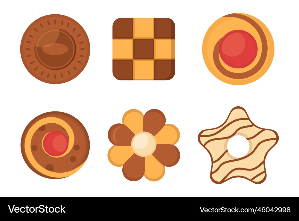 Satz von Biscuit Chip Cookie Ingwerbread und Waffel Satz von Biscuit Chip Cookie Ingwerbread und Waffel vektorbild