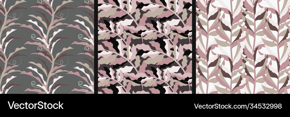 Seamless pattern set with leaf Vector Image