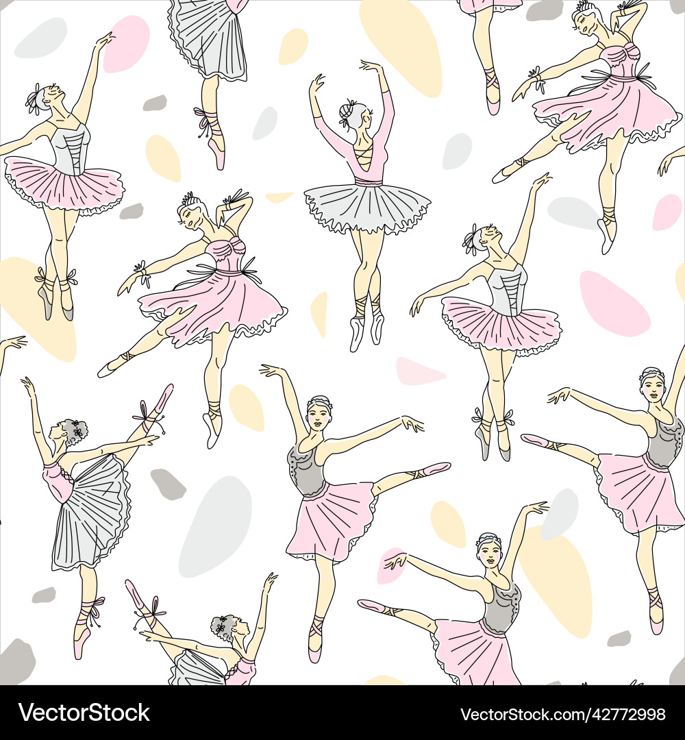 Seamless pattern women ballet dancer set Seamless pattern women ballet dancer set vector image