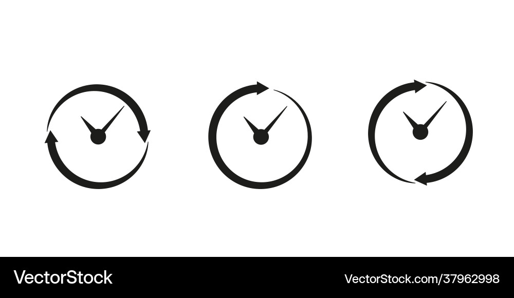 Set timer icon hour time with arrows and circle Set timer icon hour time with arrows and circle vector image