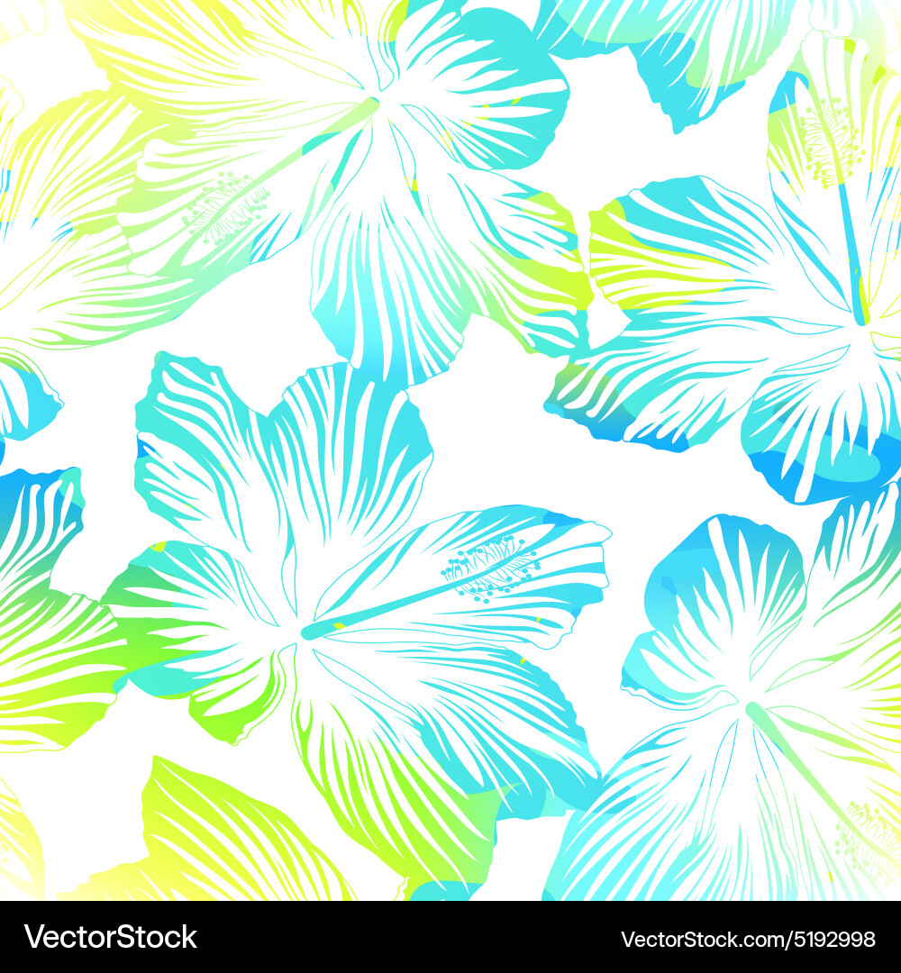 Tropical flowers white seamless pattern Royalty Free Vector