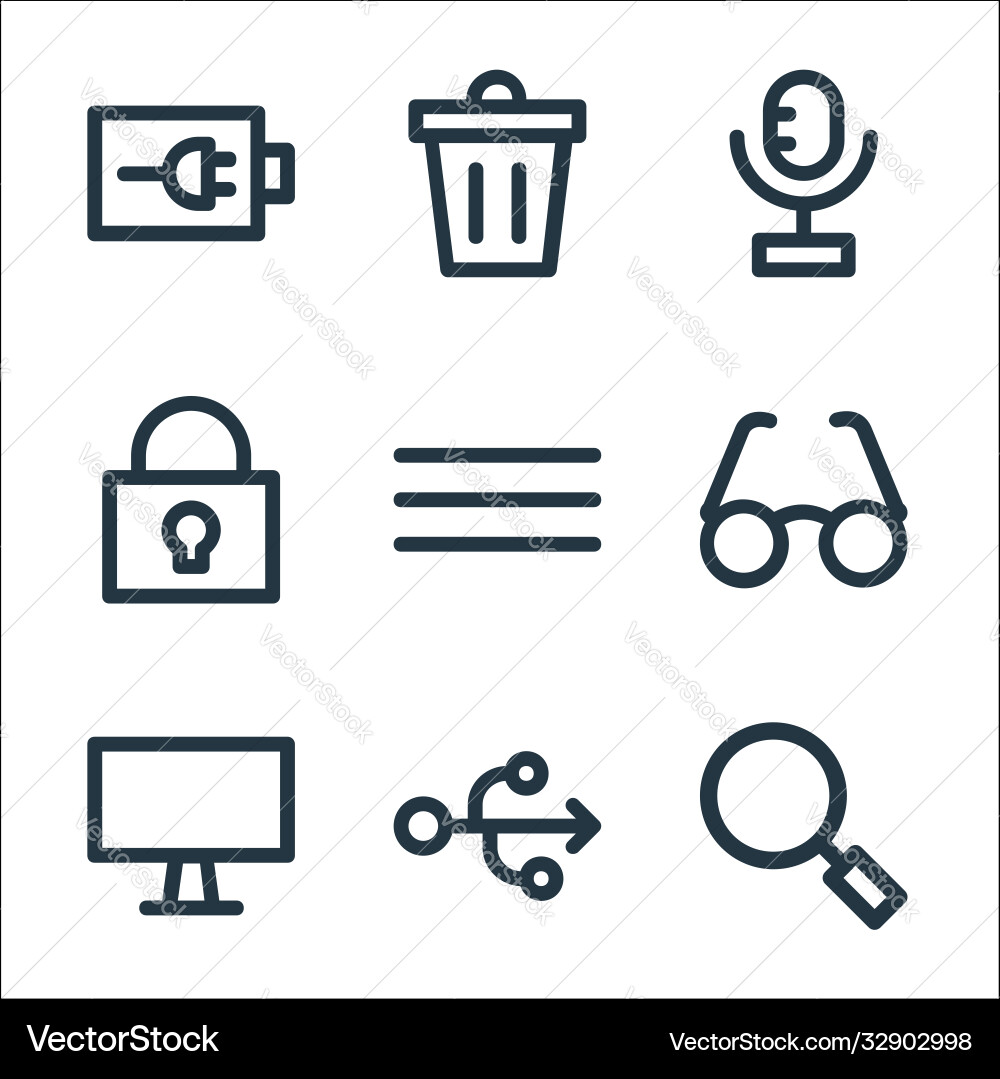User interface line icons linear set quality User interface line icons linear set quality vector image