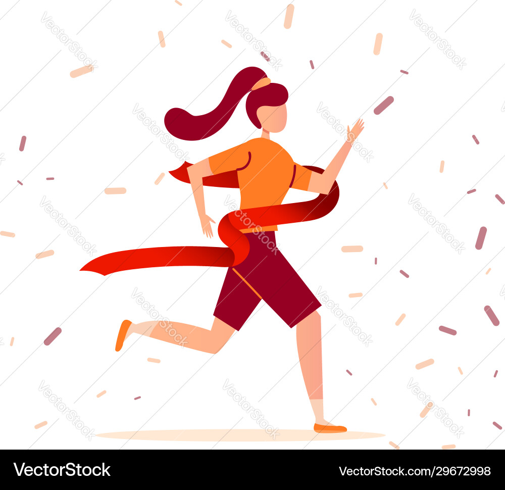 Young brunette athlete girl runs a marathon Young brunette athlete girl runs a marathon vector image