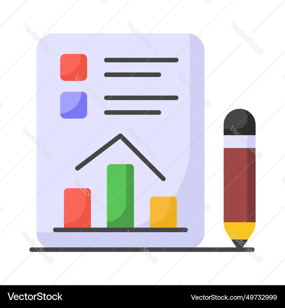 Bar chart on document showing design of data Vector Image