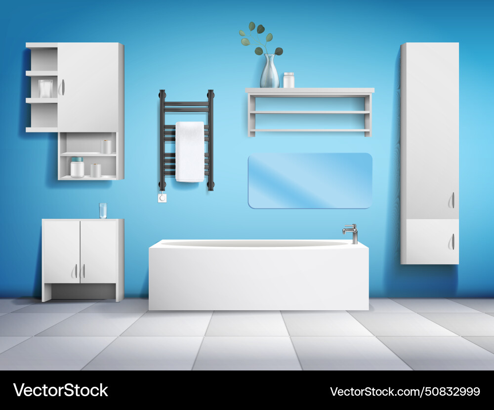 Bathroom interior realistic Royalty Free Vector Image